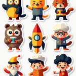Cartoon Characters & Mascots - Sticker Sheet v15